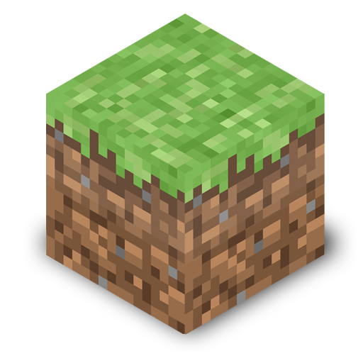Orthagonal render of a Minecraft grass block